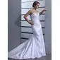 Mermaid Strapless Chapel Train Satin Wedding Dress With Ruffle Beadwork (002000433)