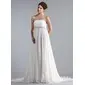 Empire Strapless Chapel Train Chiffon Wedding Dress With Ruffle Lace Beadwork (002011711)
