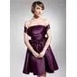 A-Line/Princess Off-the-Shoulder Knee-Length Satin Homecoming Dress With Ruffle Flower(s) (022014702)