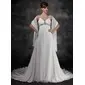 Empire V-neck Chapel Train Chiffon Wedding Dress With Ruffle Beadwork Sequins (002012125) Empire V-neck Chapel Train Chiffon Wedding Dress With Ruffle Beadwork Sequins (002012125)