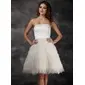 A-Line/Princess Strapless Knee-Length Satin Feather Cocktail Dress With Beading (016008426) A-Line/Princess Strapless Knee-Length Satin Feather Cocktail Dress With Beading (016008426)