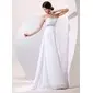Empire Sweetheart Sweep Train Chiffon Evening Dress With Ruffle Beading Sequins (017014078)