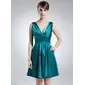 Empire V-neck Knee-Length Charmeuse Bridesmaid Dress With Ruffle (007021010)