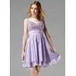 A-Line/Princess V-neck Knee-Length Chiffon Homecoming Dress With Ruffle Beading Sequins (022004341)