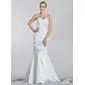 Mermaid Sweetheart Court Train Charmeuse Wedding Dress With Ruffle Lace Beadwork (002000445)