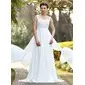 Empire Sweetheart Chapel Train Chiffon Satin Wedding Dress With Ruffle Beadwork Sequins (002011686)
