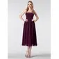 Empire Strapless Tea-Length Chiffon Bridesmaid Dress With Ruffle (007005179)