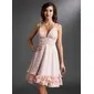 Empire V-neck Knee-Length Chiffon Homecoming Dress With Ruffle Beading Sequins (022021031)