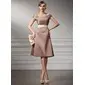 A-Line/Princess Off-the-Shoulder Knee-Length Satin Bridesmaid Dress With Sash (007004990)