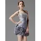 Tubo Sem alça Curto/ Mini Tafetá Vestido de boas vindas com Pregueado Beading fecho de correr Sequins (022021054)