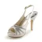 Satin Stiletto Heel Peep Toe Platform Slingbacks Pumps Sandals Wedding Shoes With Buckle Rhinestone (047005496)