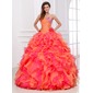 Ball-Gown Sweetheart Floor-Length Organza Quinceanera Dress With Ruffle Beading (021017529)