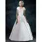 Ball-Gown Scoop Neck Court Train Satin Wedding Dress With Ruffle Beadwork Sequins (002011976)
