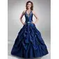 Ball-Gown Halter Floor-Length Taffeta Quinceanera Dress With Embroidered Beading (021004580)