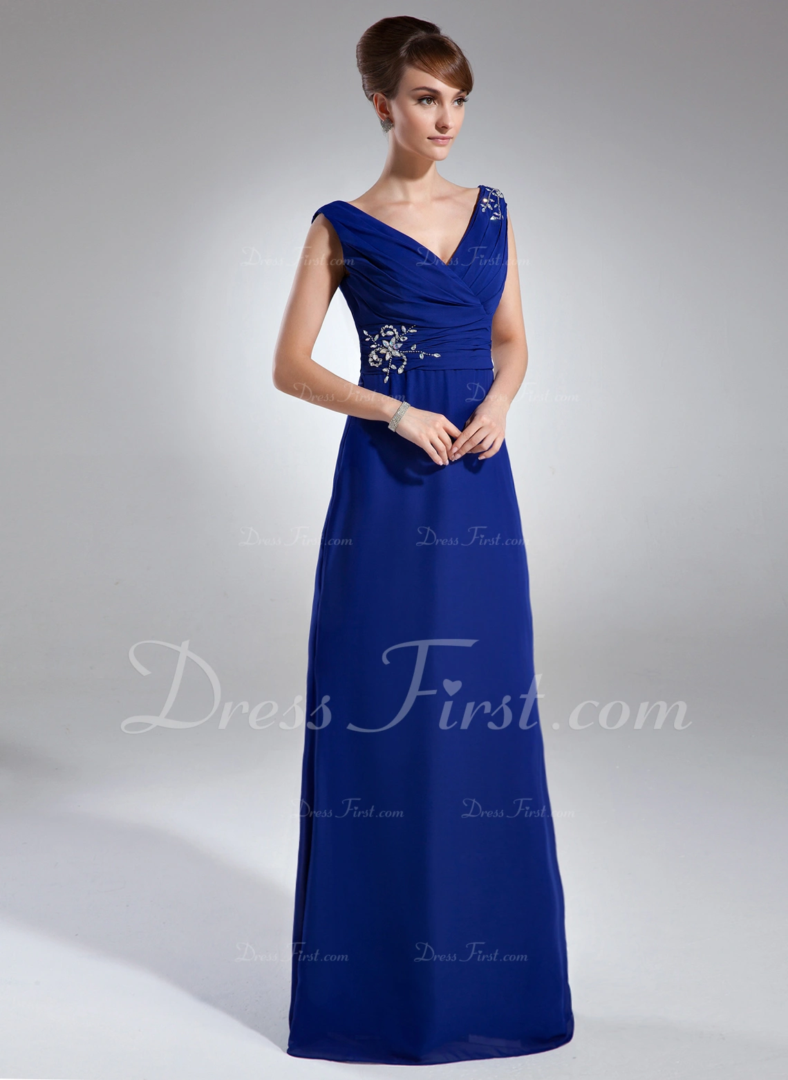 Chiffon A-Line/Princess V-Neck Floor-Length Mother of the Bride & Groom Dresses for Women main image 1