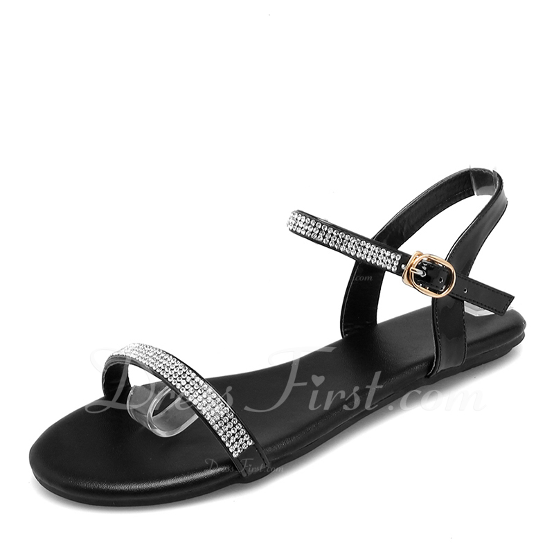 women's leatherette flat heel sandals flats with buckle shoes