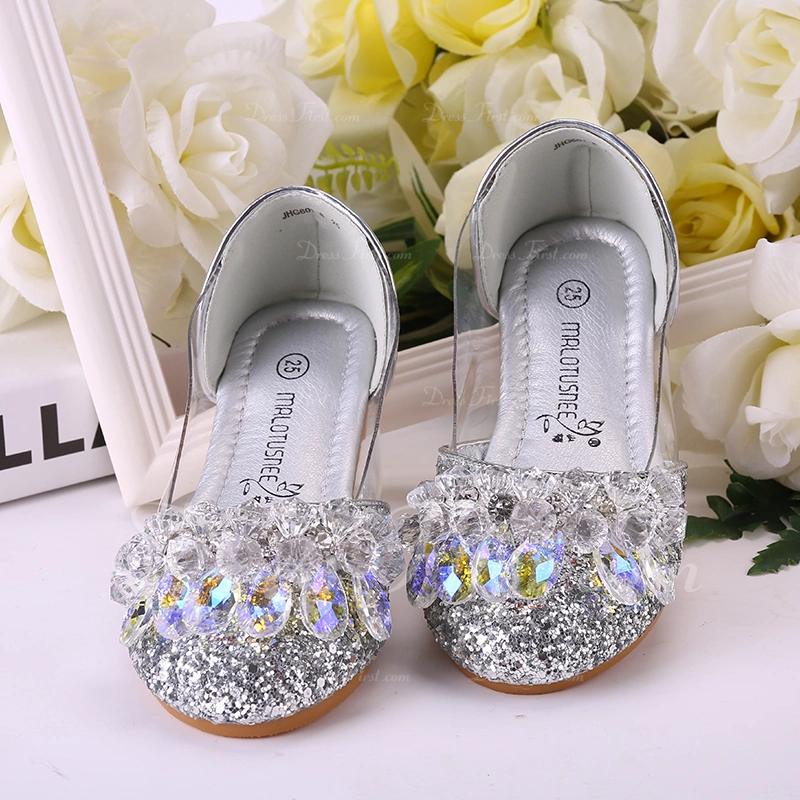 Girl S Round Toe Closed Toe Leatherette Flat Heel Flats Flower