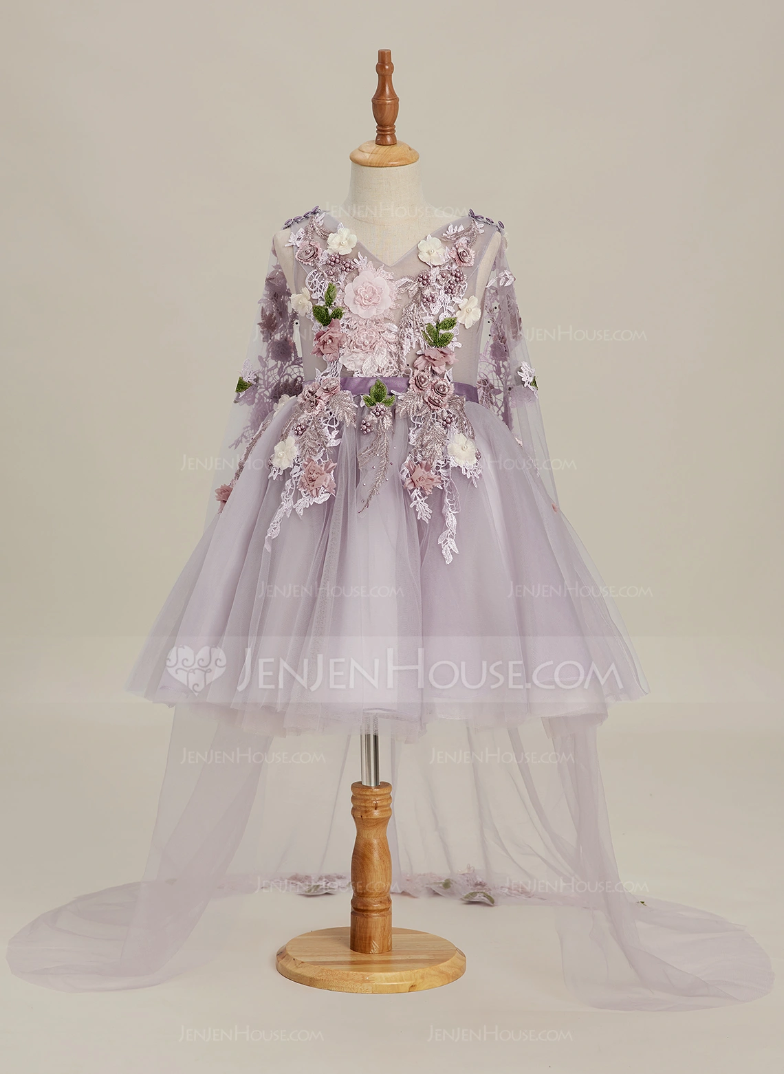 Kleid in A-Linie mit Perlen aus Tüll