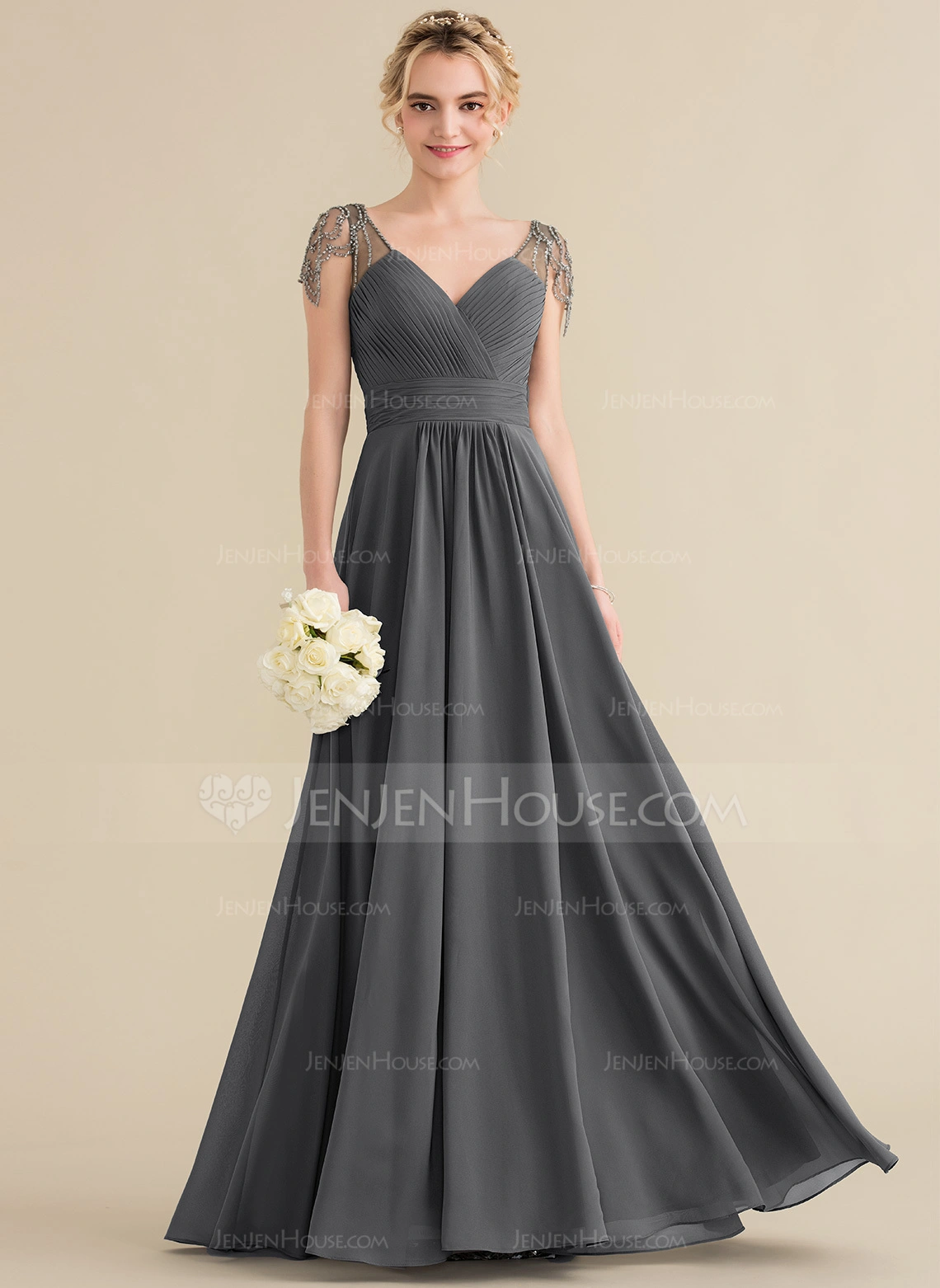 Jurk a-lijn-jurk van de chiffon met pailletten