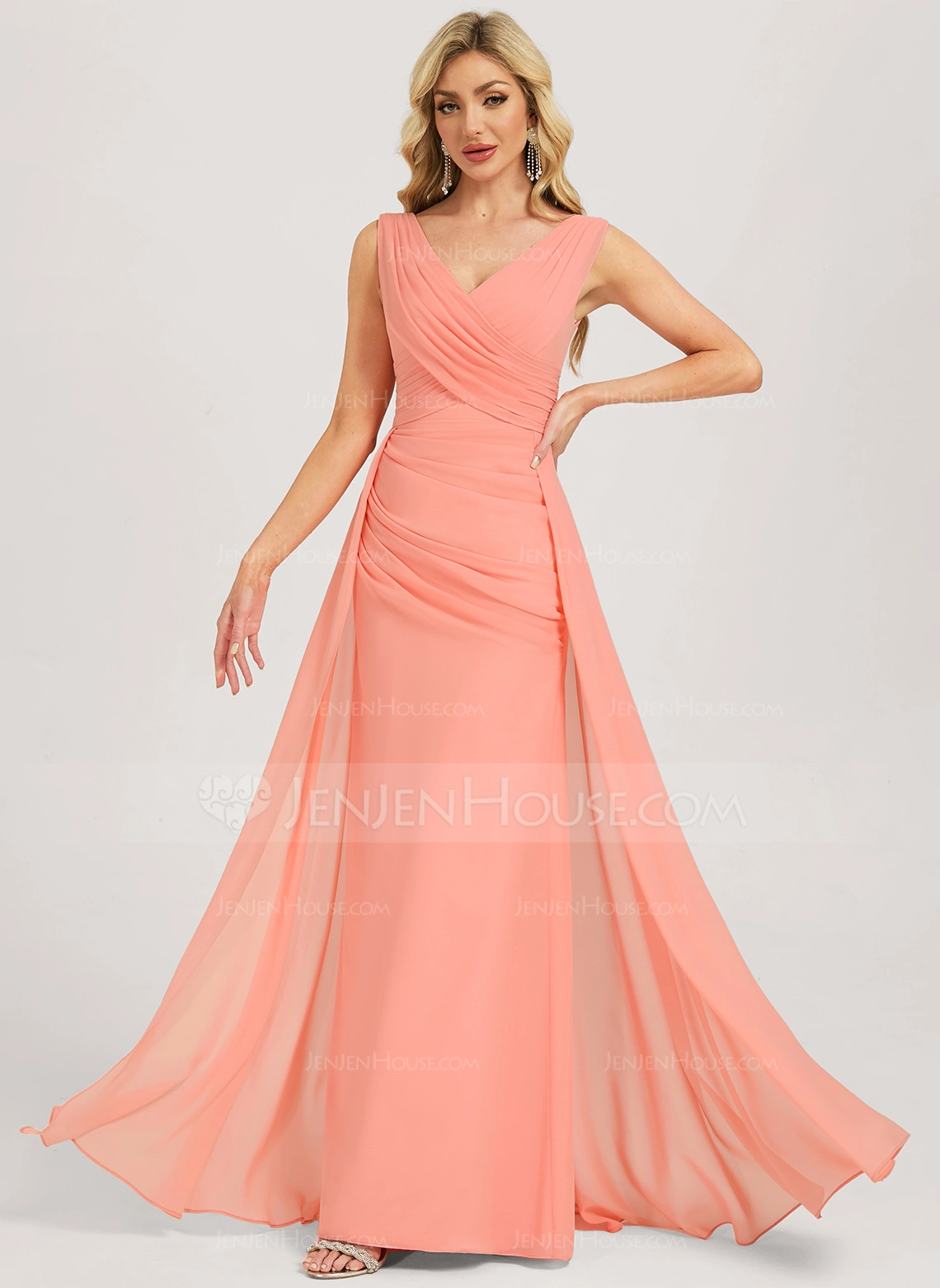 A-line Ruched Chiffon Dress