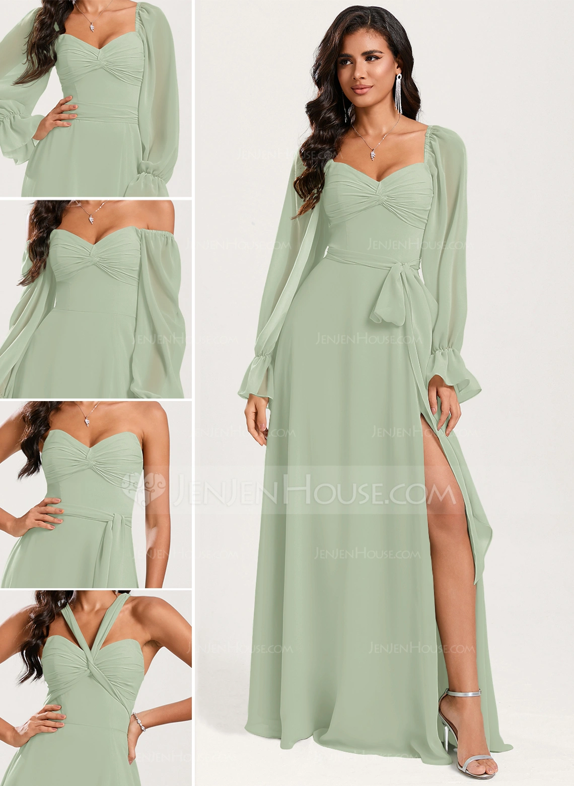 A-line Off the Shoulder Ruffle Chiffon Dress