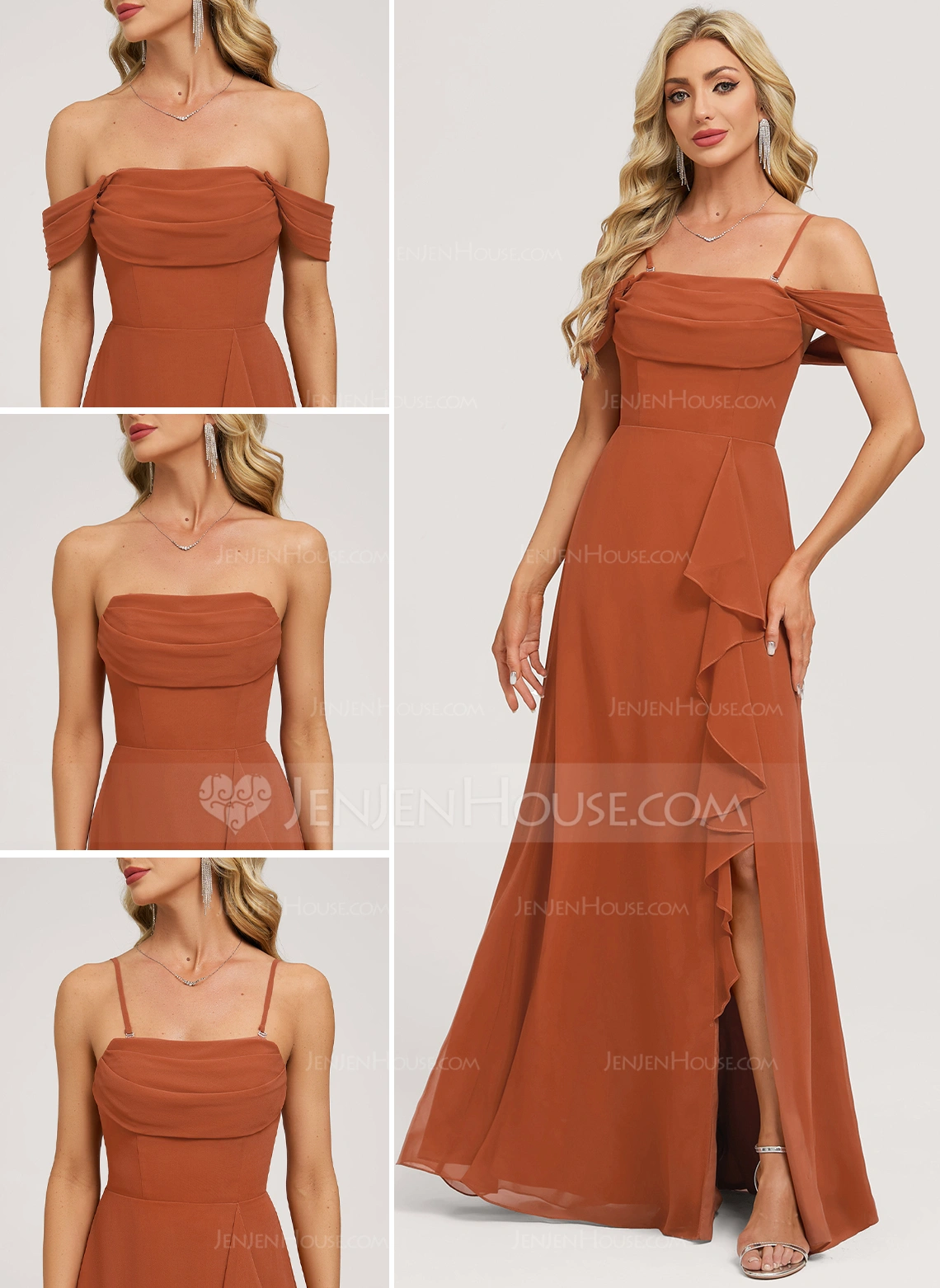 A-line Off the Shoulder Ruched Chiffon Dress