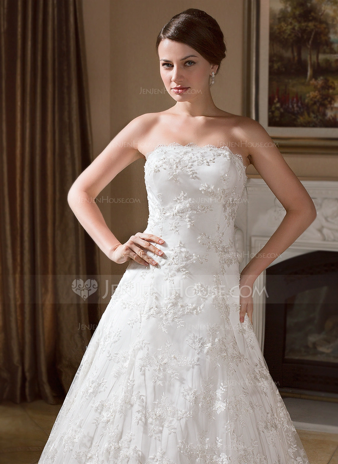 Gorgeous Shiny Ball Gown Long Sleeve Chapel Train Wedding Dress