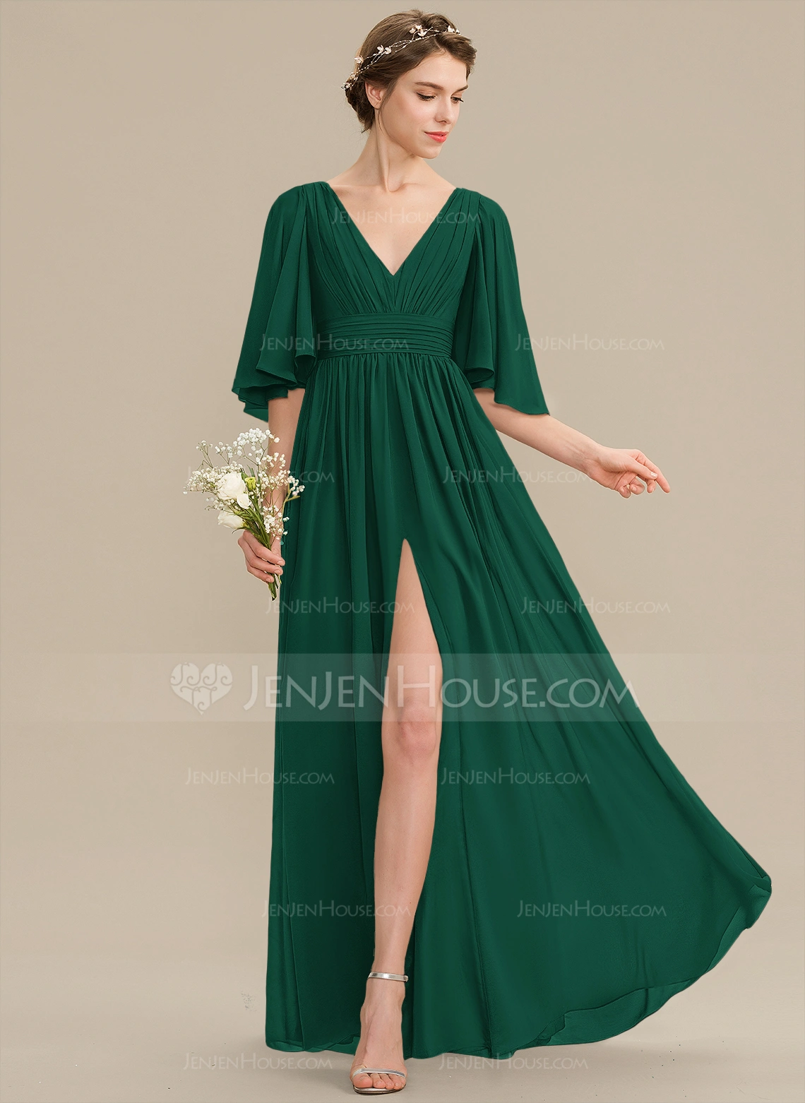 Kjole A-line kjole i Chiffon med Ruffle