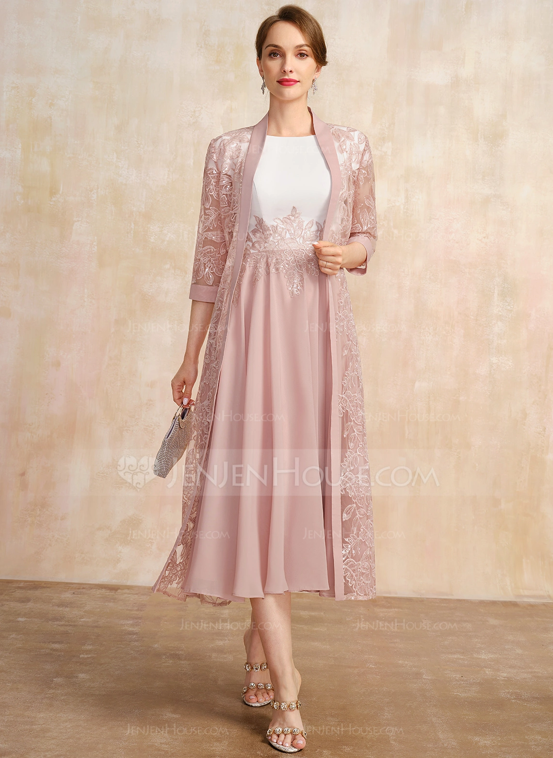 A-line Sequins Chiffon Dress
