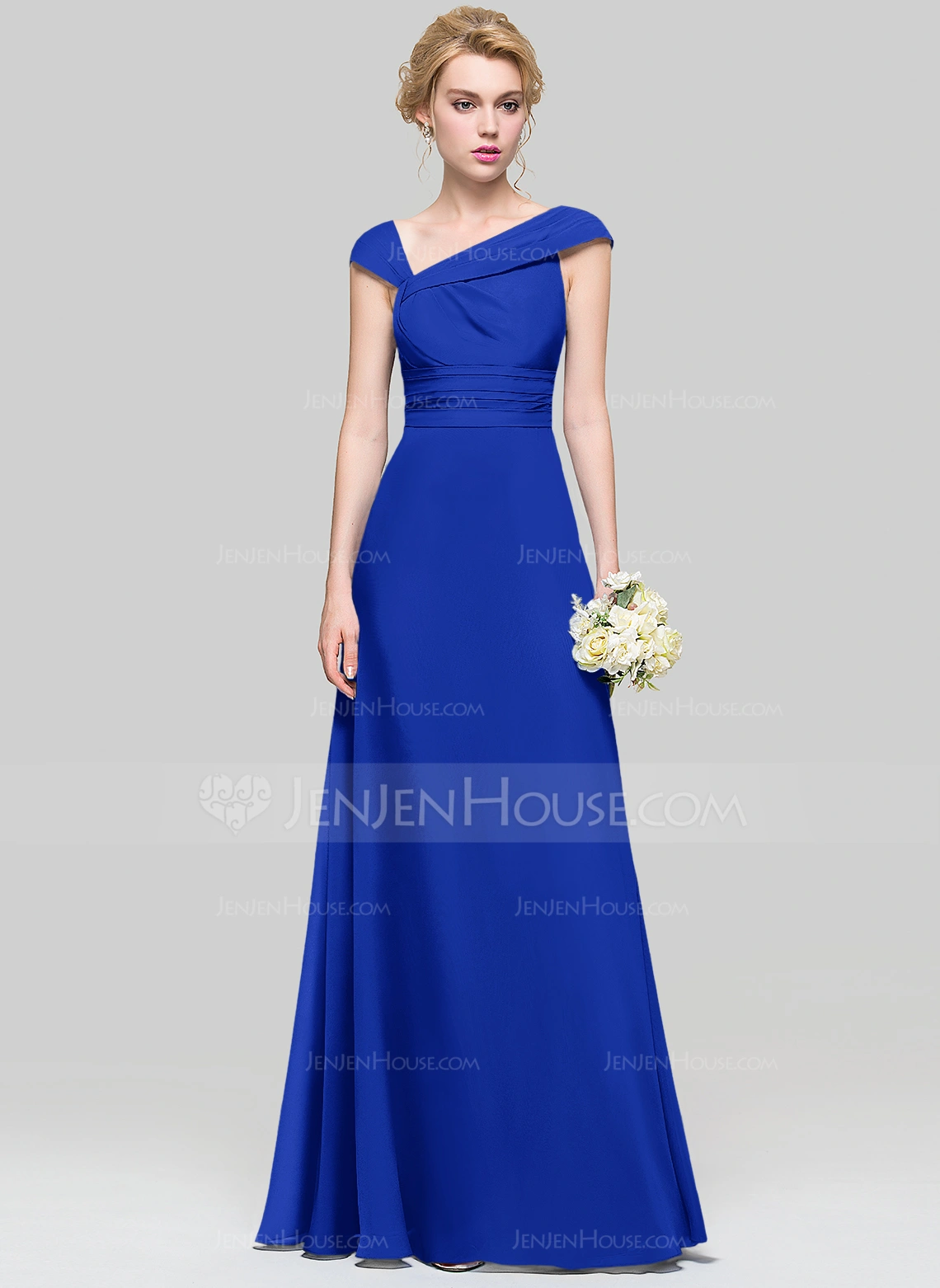 Kjole Maxi i Chiffon med Plissert