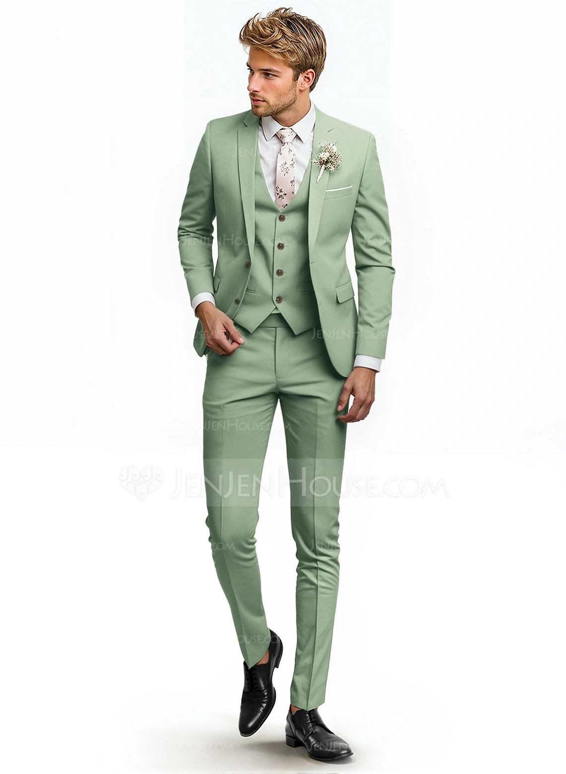 Solid Color 3 Piece Single Breasted Men's Wedding Formal Suit 
