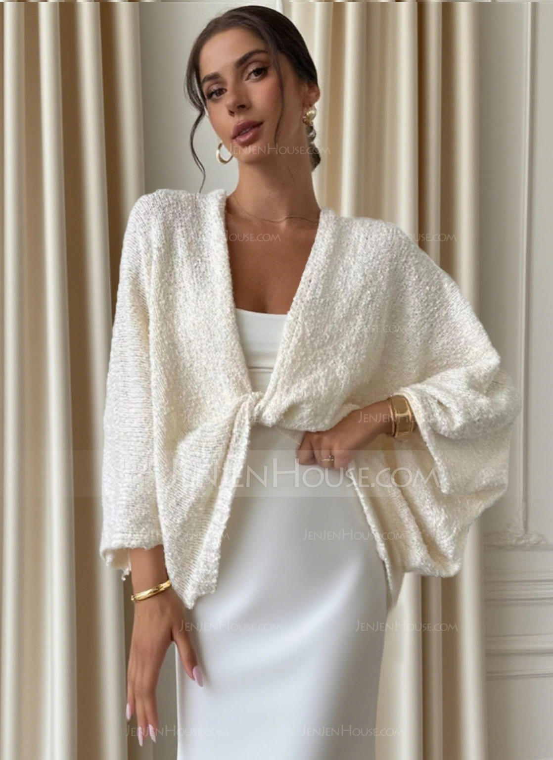 Knit Bridal Solid Color Wedding Wrap 