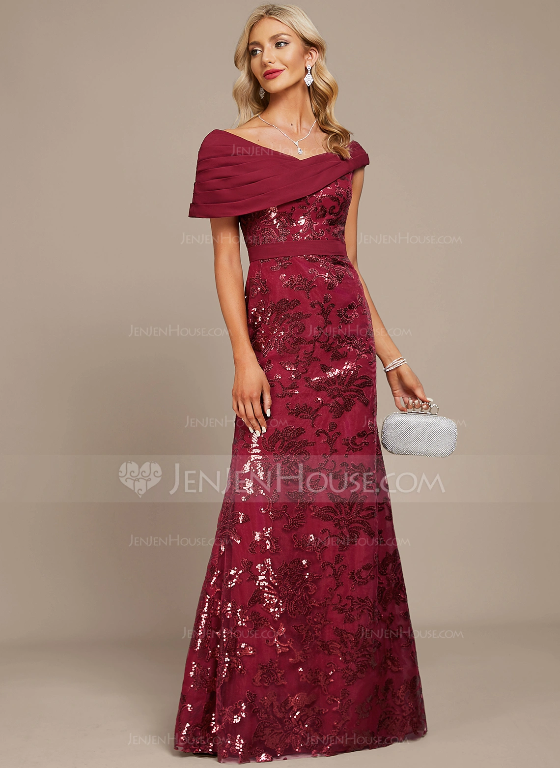 Kjole Maxi i Paljett med Plissert