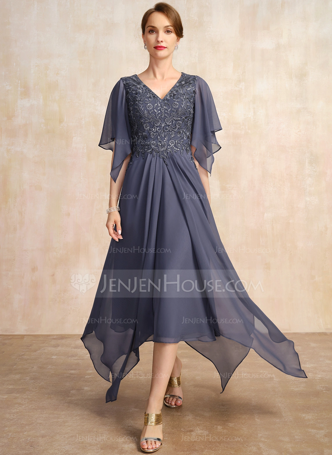 A-line Sequins Lace Dress