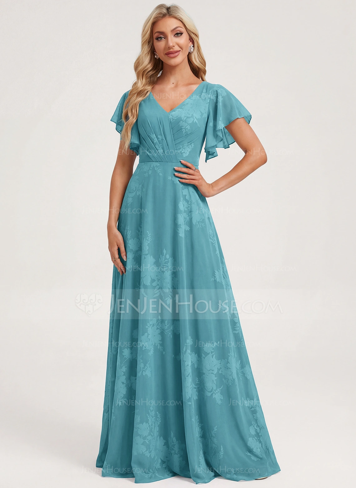 A-line Ruffle Chiffon Dress