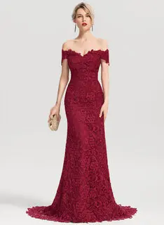Robe maxi à épaules dénudées bustier en dentelle