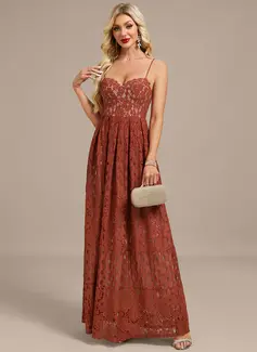 A-line Sweetheart Floor-Length Lace Evening Dress 