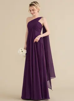 Kjole A-line kjole i Chiffon med En skuldret Ruffle