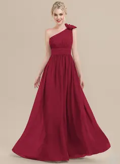 Jurk van de chiffon met one-shoulder 3d bloemen