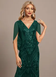 Cape Sequin Maxi Dress