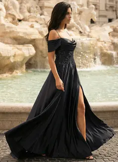 Sweetheart Spaghetti Straps Sequins Satin Dress