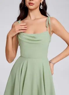 A-line Square Short Chiffon Homecoming Dress With Bow Ruched 