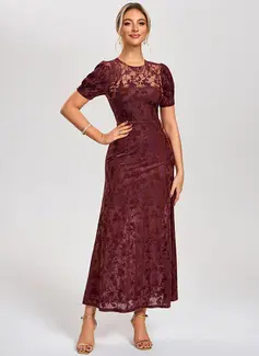 A-line Scoop Ankle-Length Velvet Cocktail Dress 