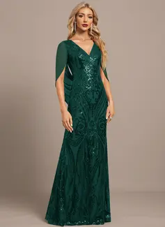 Cape Sequin Maxi Dress