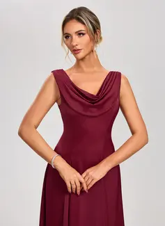 Cowl Sleeveless A-line Satin Midi Dress 