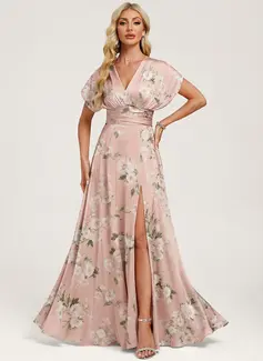 A-line One Shoulder Ruched Matte Satin Dress