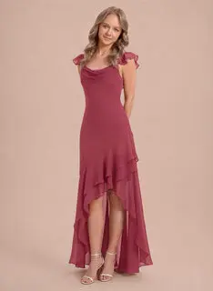 Robe fourreau à col bénitier avec volants en mousseline