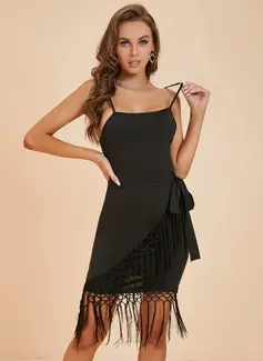 Firkantet hals Trompet/Havfrue Jersey Mini Kjole 