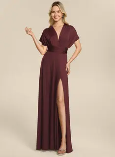 Robe trapèze à une épaule avec fronces en jersey stretch