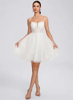 A-line Square Short Sequin Homecoming Dress With Beading Sequins 